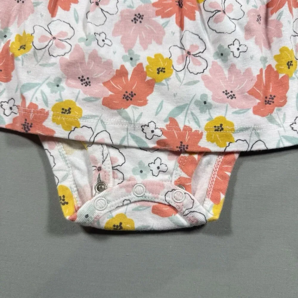 Child of Mine Carter's 0-3m Baby Girl Floral Bodysuit Dress Bow Snap